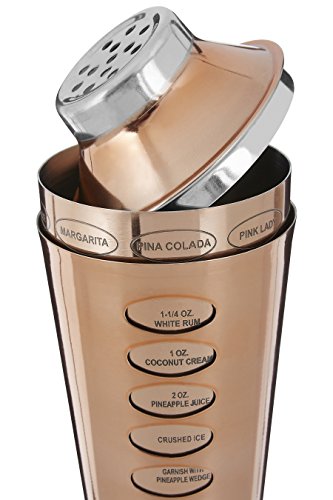 Premier Housewares Shaker Per Cocktail In Acciaio Inox Con Intarsi Madreperla - 26 Cm, 3 Pezzi, Argento