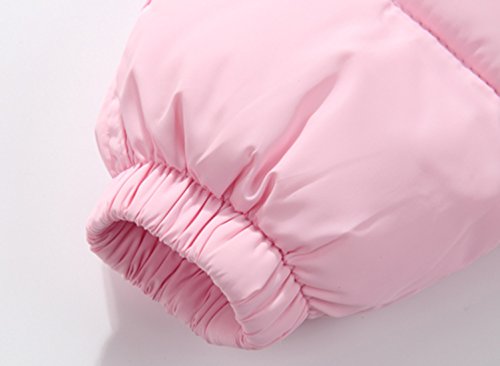 Baby Puffer Jacket Soft Comfortable Down Coat Long Winter Padded Coat Warm Windproof Outerwear Zipper Thicken Outwear Hooded Solid Clothing With Pockets Pink 5-6T #TOP4