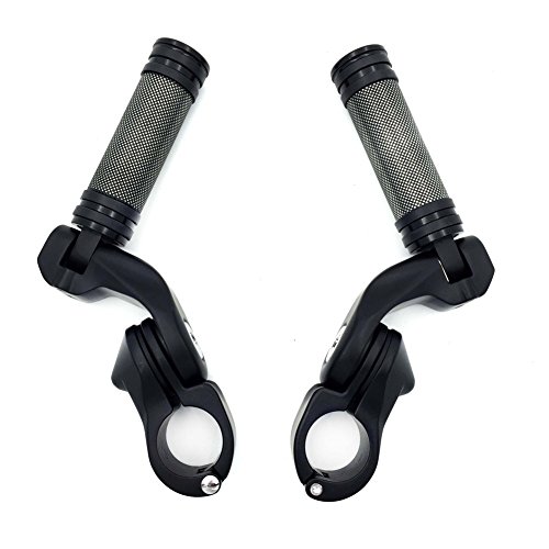 Httmt Mt216-111+216-096- Black 2.5" Short Angled Adjustable Foot Peg Kit Compatible With 1.25" Engine Guard (Harley Road King/Street Glide/Fat Boy/Iron 883/Goldwing) #TOP1