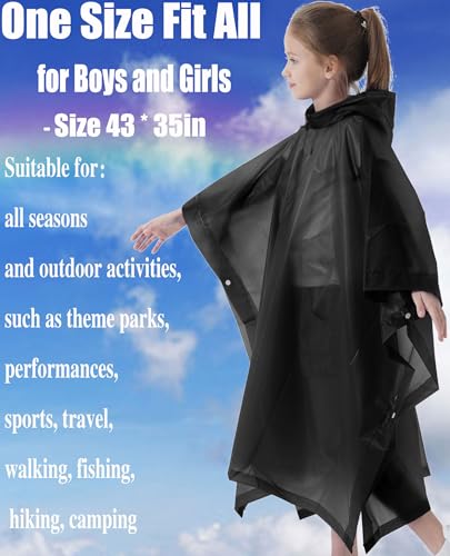 Image of Rain Poncho for Kids(2 Pack) Waterproof Reusable EVA Raincoat One Size Rain Jackets for Children,Boys and Girls