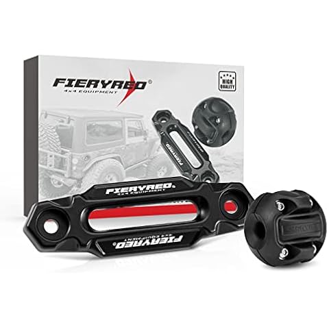 FIERYRED Winch Hawse Fairlead with Winch Cable Hook Stopper Kit Cover