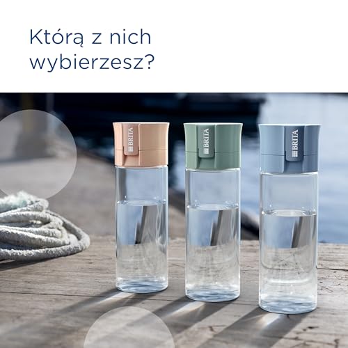 BRITA Butelka filtrująca Vital pastelowa zieleń (0,6l) zawiera 2 filtry MicroDisc - filtruje chlor, zanieczyszczenia, hormony i pestycydy, zachowuje cenne minerały