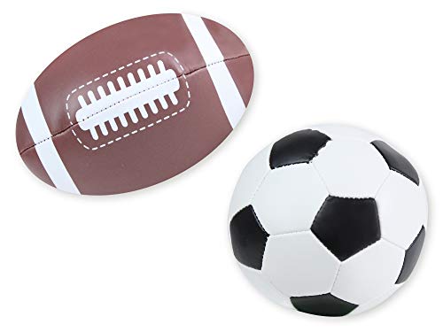 Lena 62164 - Soft Sportbälle 4er Set, Bälle als Fußball, Volleyball, Basketball und Rugbyball, Softbälle je 10 cm, im Netz, Spielbälle für Kinder ab 1 Jahr, Schaumstoffbälle zum Spielen und Baden