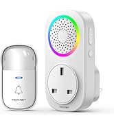 TECKNET Wireless Doorbell, Self Powered Door Bell IP65 Waterproof, Plug in Doorbell Chime Kits wi...
