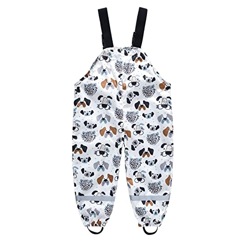 Hinzonek Pantalon de Pluie pour Enfants imperméable à l'eau avec Bretelles de Boue Salopette de Pluie sur Pantalon Combinaison de Neige pour garçons Filles en Plein air Cover