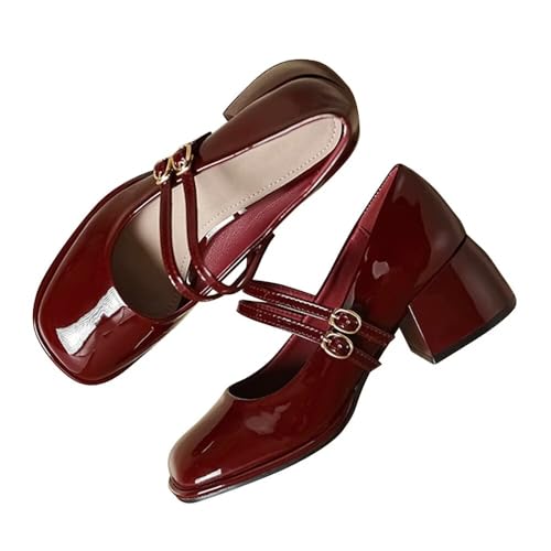 Stunner Women's Chunky Low Block Heels Dress Pumps Comfortable Closed Square Toe Mary Jane Pumps...