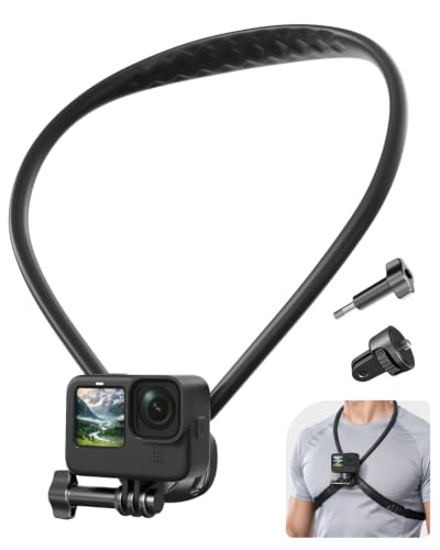 2026 POV Neck Mount for Action Cameras, 26" Flexible Gooseneck, 59" Adjustable Chest Strap, 360°Quick Release Camera Mount for Go Pro Hero 13/12/11/10/9, DJI Osmo Action 5 Pro/4/3/2, Insta360 X5/X4/X3 - image 1