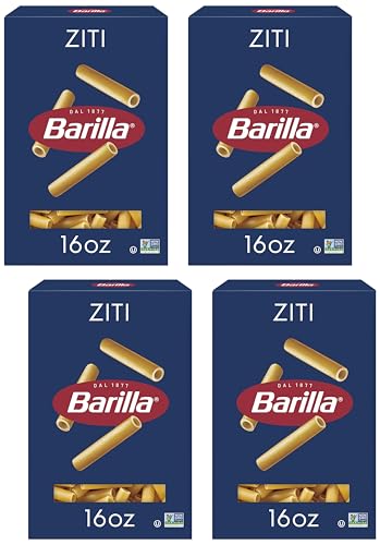 Barilla Ziti Pasta, 16 oz. Box - Non-GMO Pasta Made with Durum Wheat Semolina - Kosher Certified Pasta (Pack of 4)