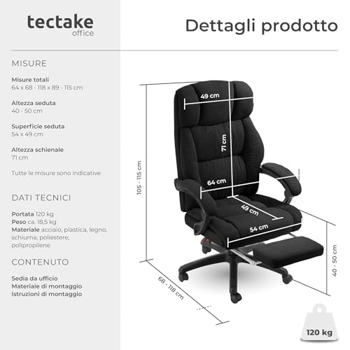 ® Sedia Ufficio Ergonomica, Poltrona relax con Poggiapiedi Estraibile, Sedia Gaming per Scrivania Gaming, Imbottitura in Velluto, Altezza Regolabile, Rotazione a 360°, 5 Ruote Doppie - Nero - Sedia gaming - Immagine 1