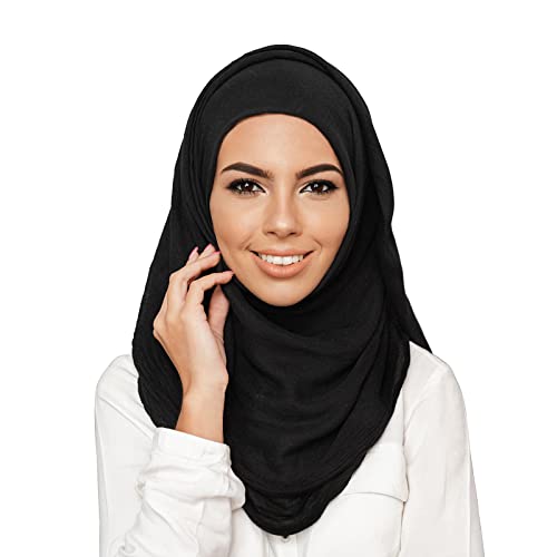 Luriseminger Hijab Kopftuch, Damen Muslim Hijab Kopftuch aus Chiffon Muslimisch Kopftüchern Schal für Damen - 70 x 180cm, Negro Cover