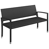 STEELSØN Mirador Gartenbank 3 Sitzer schwarz – Sitzbank Outdoor aus Polyrattan – Balkonbank wetterfest – Rattanbank mit ergonomischer Lehne – Parkbank bis 320kg belastbar – Bank für Garten/Terrasse