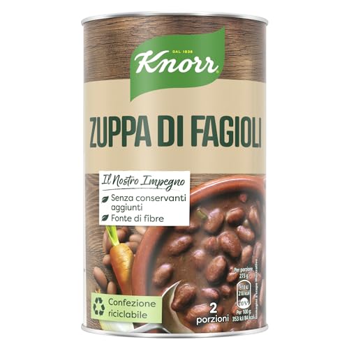 Zuppa di Fagioli Piatti Pronti con Ingredienti Naturali Senza Coloranti e Conservanti Aggiunti Fonte di Fibre 12 Confezioni da 750ml