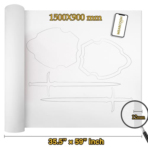 Image of MEARCOOH EVA Foam Cosplay White 12mm Thick (1mm to 20mm) Large 35.5 inch x 59 inch Sheet Premium High Density 86 kg /m3 for Cosplay, Crafts Projects