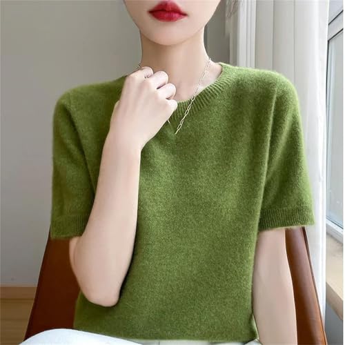 Women Cashmere Short Sleeve Sweater O-Neck Pullover Winter Cashmere Short Sleeve Shirt2
