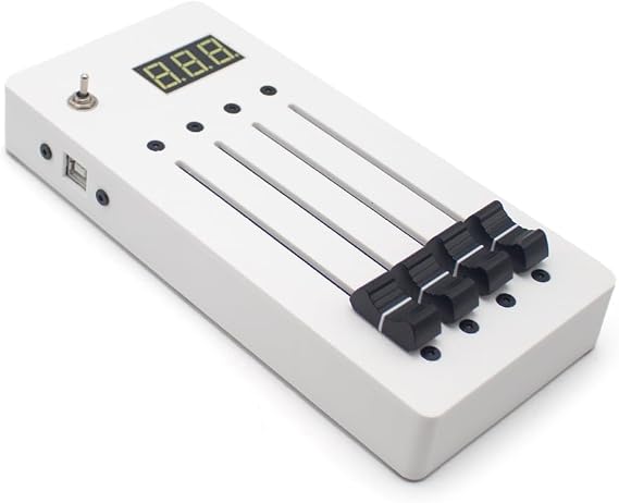 Digital Display CC Controller, 4-Track Long Fader MIDI Controller for DAW (Red)