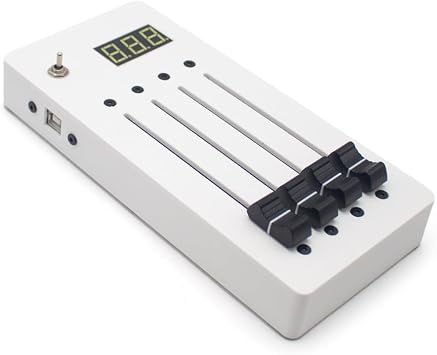 Digital Display CC Controller, 4-Track Long Fader MIDI Controller for DAW (Red)