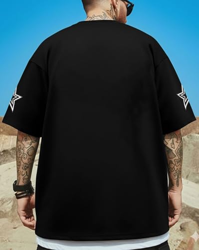 Image of AUSK Mens Loose Fit Oversized Printed Cotton T-Shirts Half Sleeve Drop Shoulder Men Tshirt
