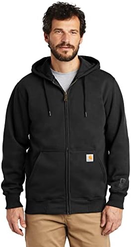 Carhartt mens Rain Defender Paxton Heavyweight Hooded Sweatshirt Full Zip (Big & Tall) fashion hoodies, Black, 3X-Large Tall US