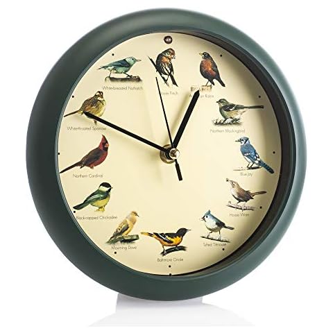 Mark Feldstein & Associates Original Singing Bird Wall/Desk Clock, 8 Inch Cover