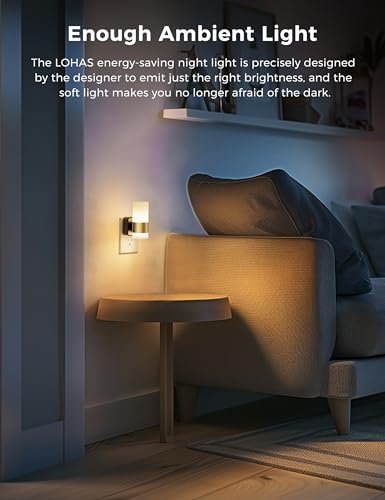 Image of L LOHAS LED Dimmable Night Light 2 Pack, Dusk to Dawn Sensor Nightlight | Support 0-100 Lumen Brightness Ajdustable, 3000K Soft White