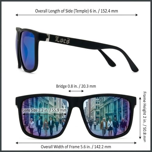 Image of Locs Men's Gangster Oversized Rectangular Horn Rim Sunglasses - 91055 & 91295 Series