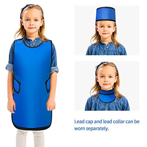 Image of Child Lead Apron with Thyroid Sheild and Lead Cap Set Lightweight Xray Apron 0.5mmPb Lead Equivalency Protection (Small)