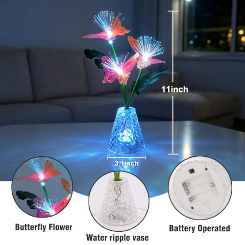 Image of Fiber Optic Butterfly Lamp, Night Light Birthday Gift for Women Home Decor