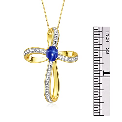 Rylos Yellow Gold Plated Silver Cross Necklace: Gemstone & Diamond Pendant, 18 Chain, 8X6MM Birthstone, Elegant Women's Jewelry3