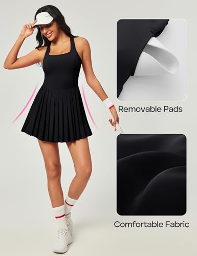 Ewedoos Tennis Dresses for Women Athletic Dress with Shorts Underneath Easy Peezy Pleated Workout Dress with Bra and Pockets3