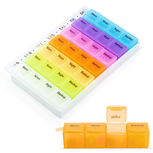 Pastilleros Semanales, Diealles Shine Pastillero Semanal 4 Tomas,7 Dias Pastillero Diario de Viaje,Pastillero Pequeño Viaje 28 Compartimentos