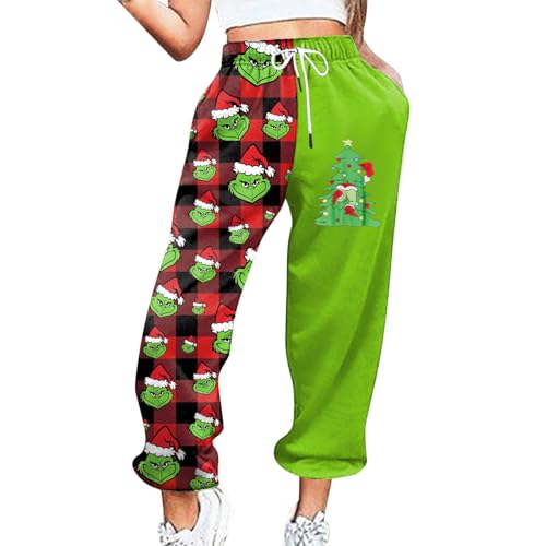 Plus Size Family Christmas Pajamas,Green Track Pants Women High Waisted Baggy Sweatpants Gym Jogger Holiday Christmas Pajamas Pant with Pockets(Xx-Large,Greens)