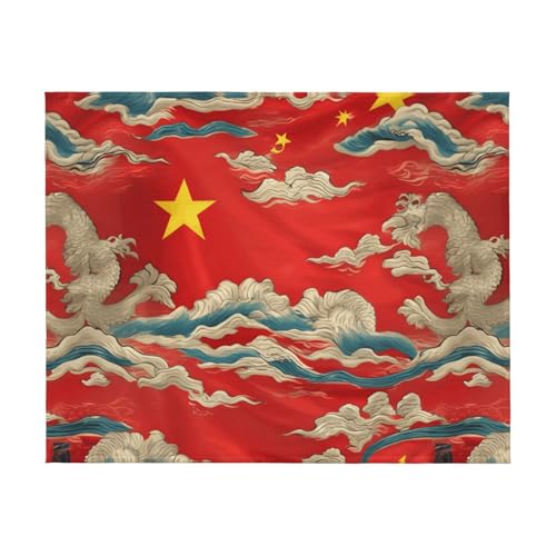 Couverture drapeau chinois douce chaude et légère jeté de lit compact 127x101 cm - 3
