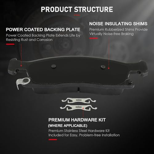 Image of cciyu D1904 & D1498 Front & Rear Disc Brake Pads Kit For Dodge For Durango 2011-2022,For Jeep Grand Cherokee 2011-2021,For Jeep Grand Cherokee WK 2022