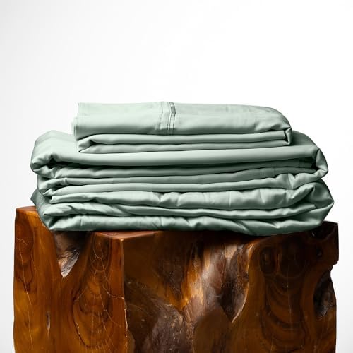 Olive + Crate Eucalyptus Sheets Set – Cooling Sheets for Hot Sleepers – 100% Organic Tencel Lyocell – Full Size – Hypoallergenic, Moisture-Wicking – Deep Pockets – Soft, Durable 54" x 75" [Eucalyptus]