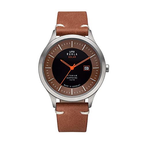 UMR RUHLA Herren-Armbanduhr 95951, Solar, Titan, mit Lederarmband, 10 bar
