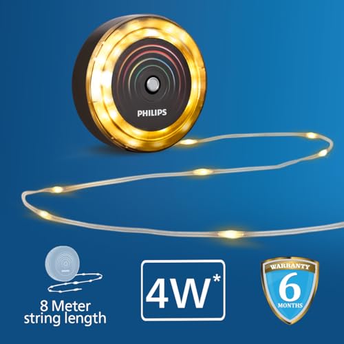 Image of PHILIPS GleamString Premium Rechargeable LED String Lights 8M Reel | Multicolor & Warm White | Flashlight Mode | Type-C Charging | 8Hr Backup | Indoor Outdoor Use | Pack of 1