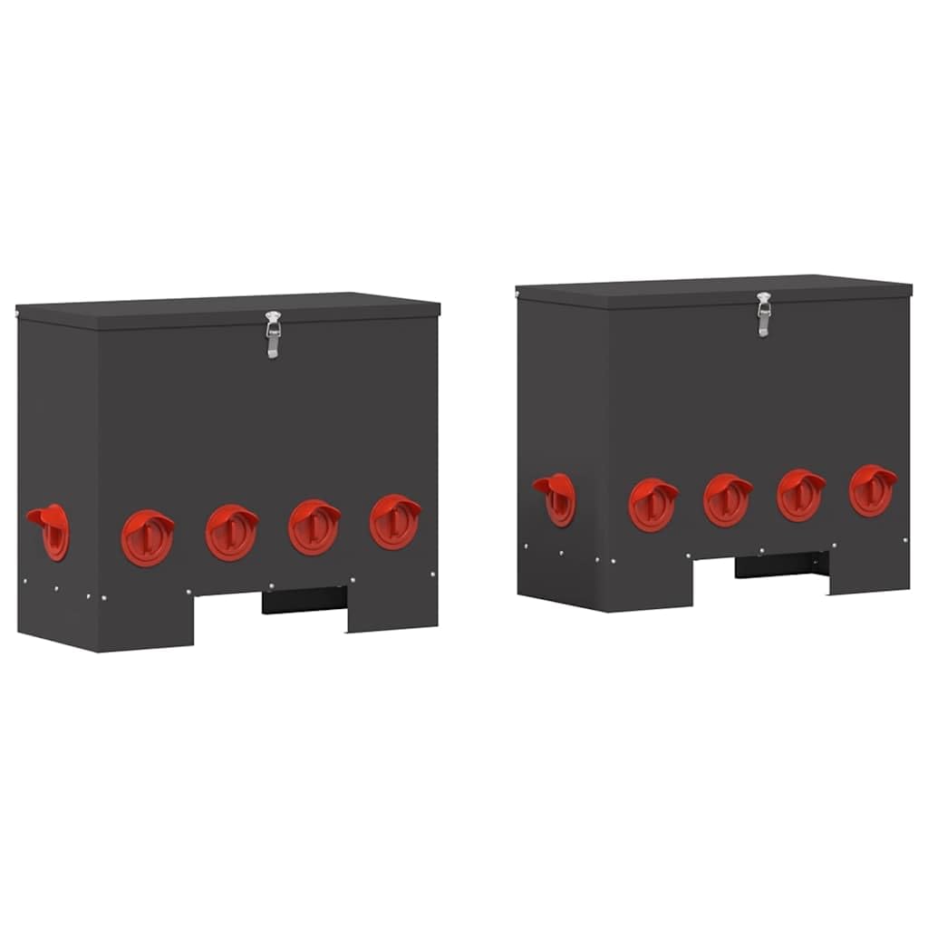 vidaXL Comedero para Pollos 2 pcs Negro 60,5 x 29 x 51 cm, Comedero Moderno para Pollos, Resistente y Amplio, Ideal para Mascotas, jardín y Ganado en el Exterior