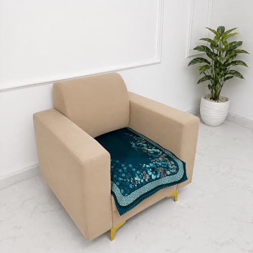 Image of Homerz 'Brooklyn Series' Premium Sofa Cover | Quilted Floral Design | Non-Slip Washable Sofa Protector | Soft Anti Slip Fabric (Teal, 1 Seater, Only Seat Cover)