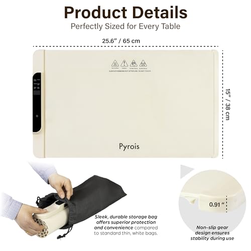 Food Warming Mat – 6 Preset Modes + 1 Adjustable (122°F-212°F), Smart Timer (0.5-10h), Portable Food Warmer, Warming Mat for Food, Food Warmers for Parties, Daily Use, Defrosting, Sourdough - Image 3