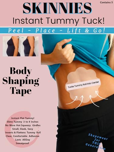 Instant Lifts Skinnies 5 Pair Tummy Lifts - PATENTED MADE IN USA - TRIM & TUCK TUMMY 3-4 Inches Instantly Clear Adhesive Strips Much More Comfortable than Girdle - Thumbnail 2