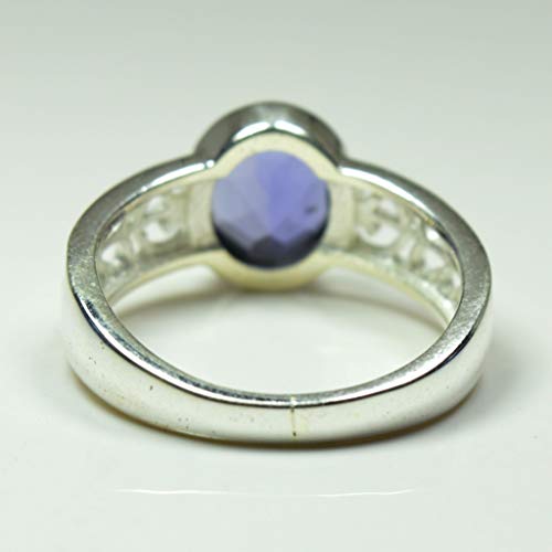 Bague en argent 925 véritable et iolite ovale faite main - 5