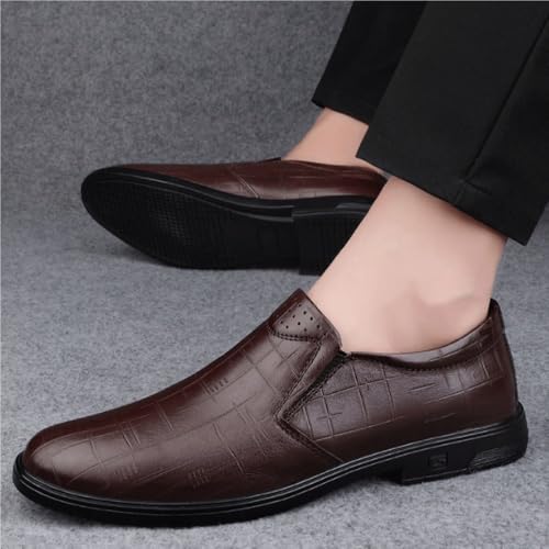 Men Leather Oxford Dress Shoes Slip On Business Casual Waterproof Soft Sole Round Toe Spring Autumn Comfortable2