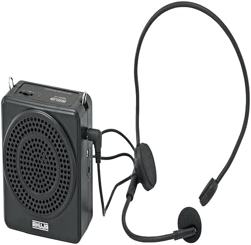 Ahuja NBA-15 Portable Rechargeable Speaker with 1 No Neckband Microphone, Black, 340GMS