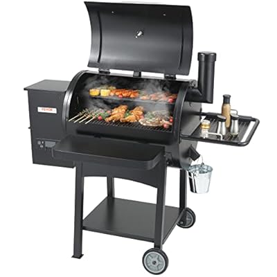 VEVOR Smoker Grill, Portable Wood Pellet Grill with Cart, 8 IN 1 BBQ Grill with PID Temperature Control & Meat Probe for Outdoor Cooking, Barbecue Camping, Picnic, 580 sq, Patio and Backyard, Black