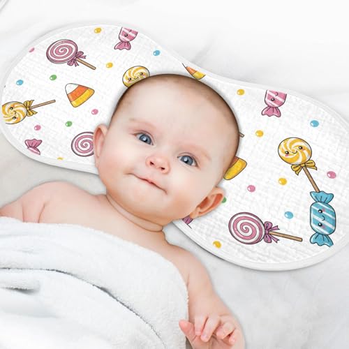 2 Pack Muslin Burp Cloths Halloween Colorful Candies Cotton Baby Burp Cloths Extra Absorbent and Soft Burping Cloth for Newborn Must Haves, Large 22" x 11"4