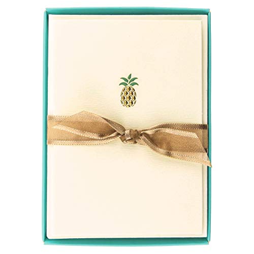 Image of Graphique Pineapple La Petite Presse Boxed Notecards - 10 Embellished Gold Foil Pineapple Blank Cards with Matching Envelopes, 3.25 inch x 4.75 inch