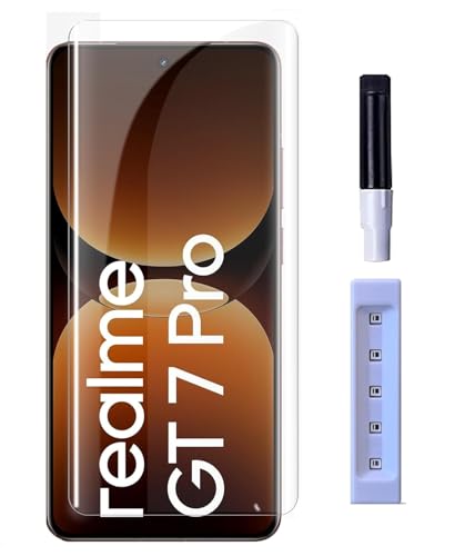 Image of MACLEN Ultra Premium HD Adavnced Glue UV Curved Tempered Glass for Realme GT 7 Pro 5G | With HD clearity full curved edge protection and Installation Kit