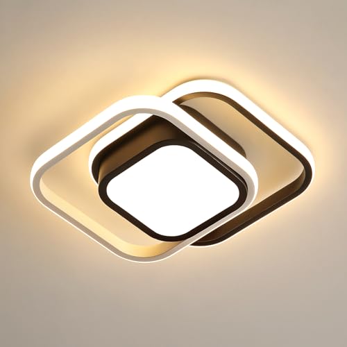 DELIPOP Plafón LED Techo, 32W 3600LM Lámpara de Techo Moderna Cuadrado, Blanco Cálido 3000K Iluminación para Dormitorio, Sala de Estar, Comedor, Cocina, Balcón, Negro