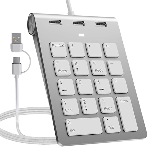 Clavier numérique USB à 18 touches filaire pour Surface, iPad et ordinateur de bureau