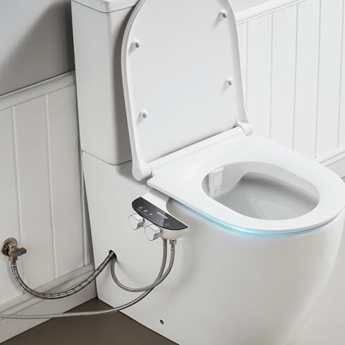 ANNWA Bidet pour Toilettes Eau Chaude et Froide Toilette Japonais avec Douchette Intégrée, Buses Auto-nettoyantes Rétractables, Contrôle de Pression d'Eau, Nettoyage Frontal et Arrière(TT18NA)